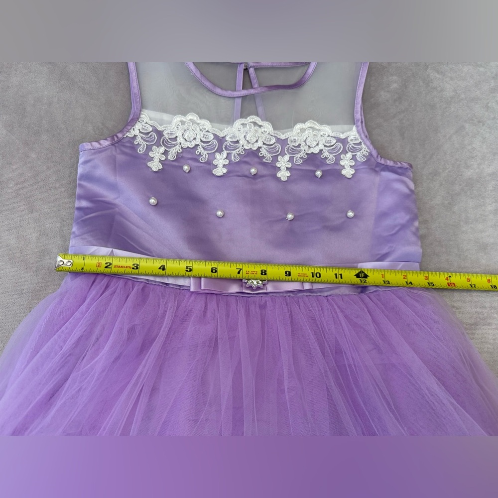 Girls Size 12 Purple Tulle Lace Dress Graduation Party Flower Wedding Sleeveless - Picture 2 of 13